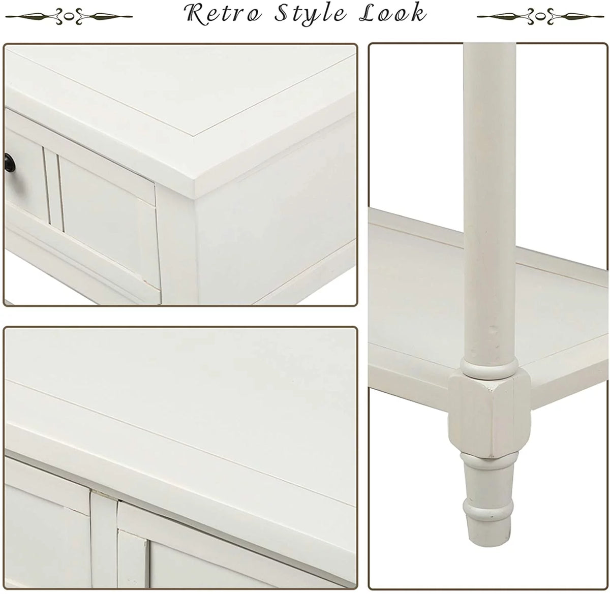White Wooden Console Table with 2 Drawers F9053
