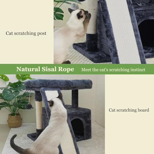 Light Grey Cat Tree with Scratching Post and Perch P953624