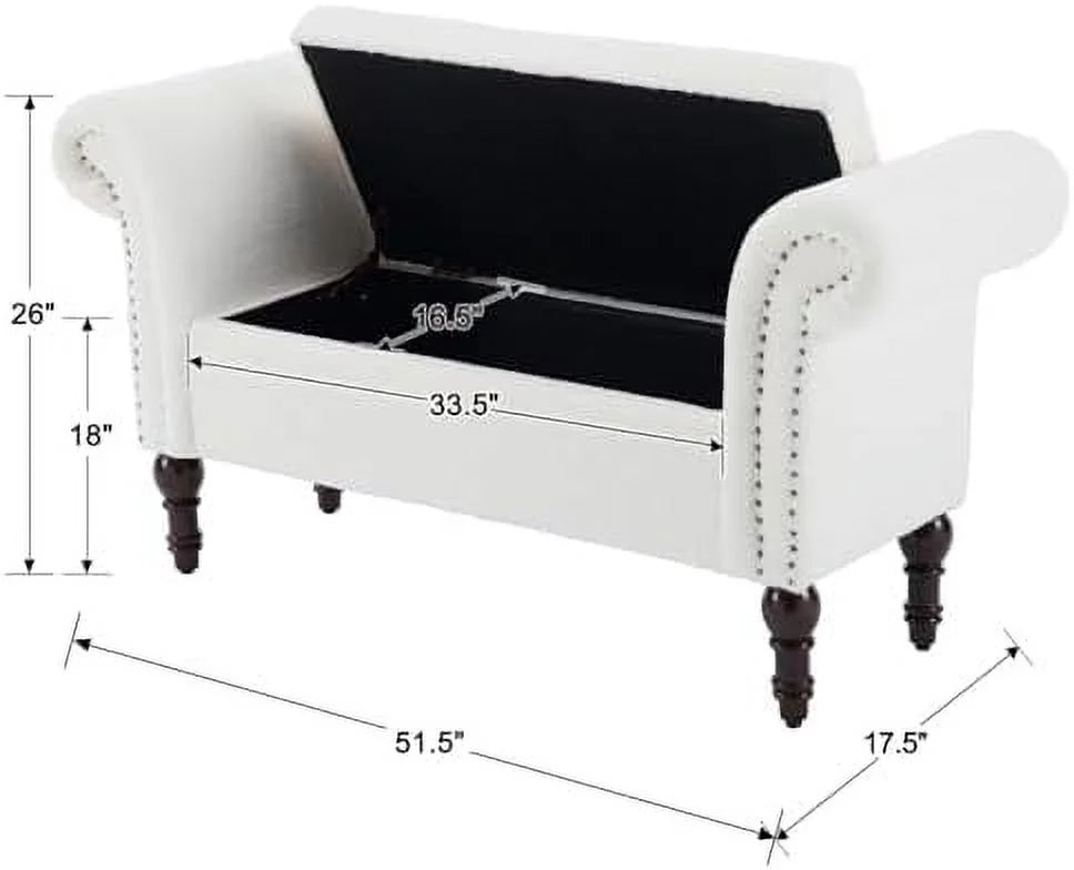 51" Upholstered Sherpa Bench with Wood Legs B67014