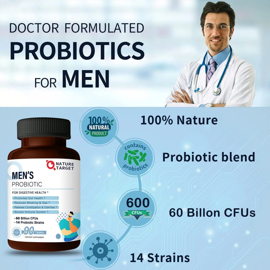 Probiotics for Men 60 Billion CFUs 14 Strains 90 Tablets O112547