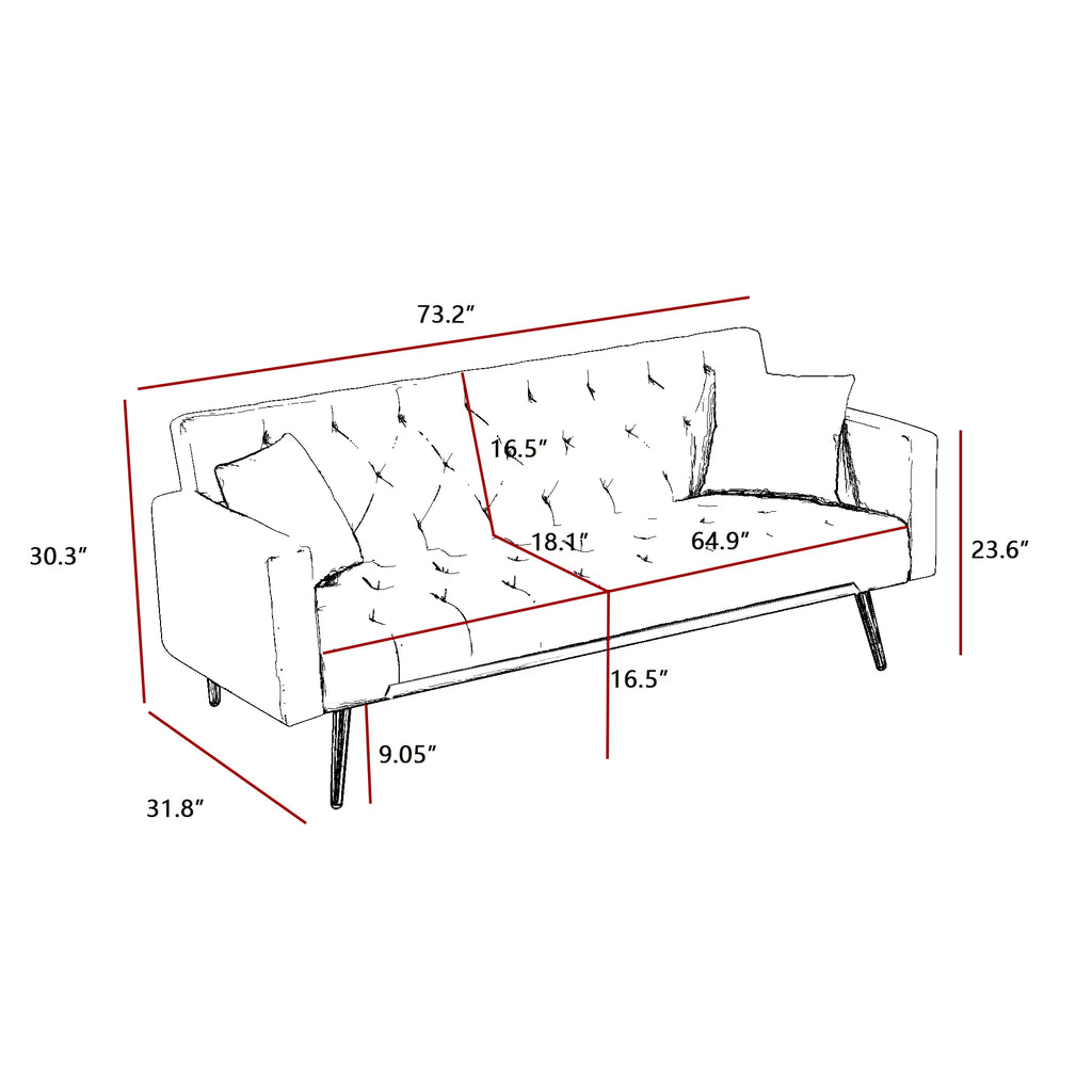 Pink Convertible Folding Futon Sofa Bed G507