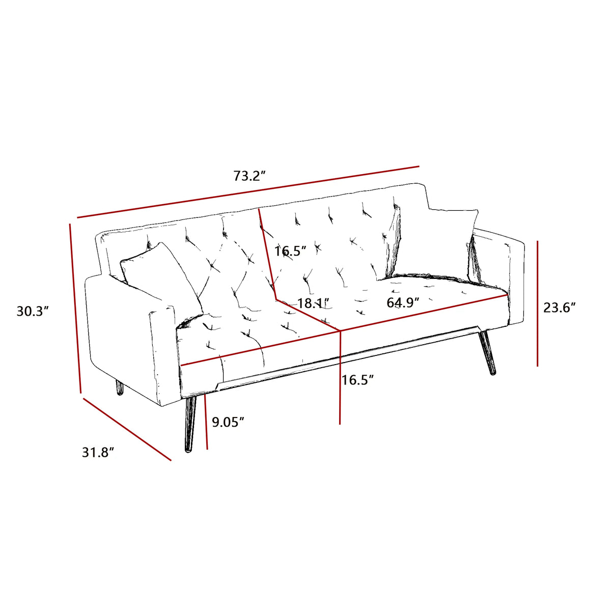 Pink Convertible Folding Futon Sofa Bed G507
