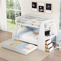 Twin Over Full Wooden Bunk Bed with Desk and Trundle H46358