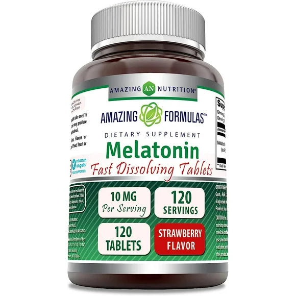 Melatonin Fast Dissolve 10 Mg 120 Tablets Strawberry Flavor R3193