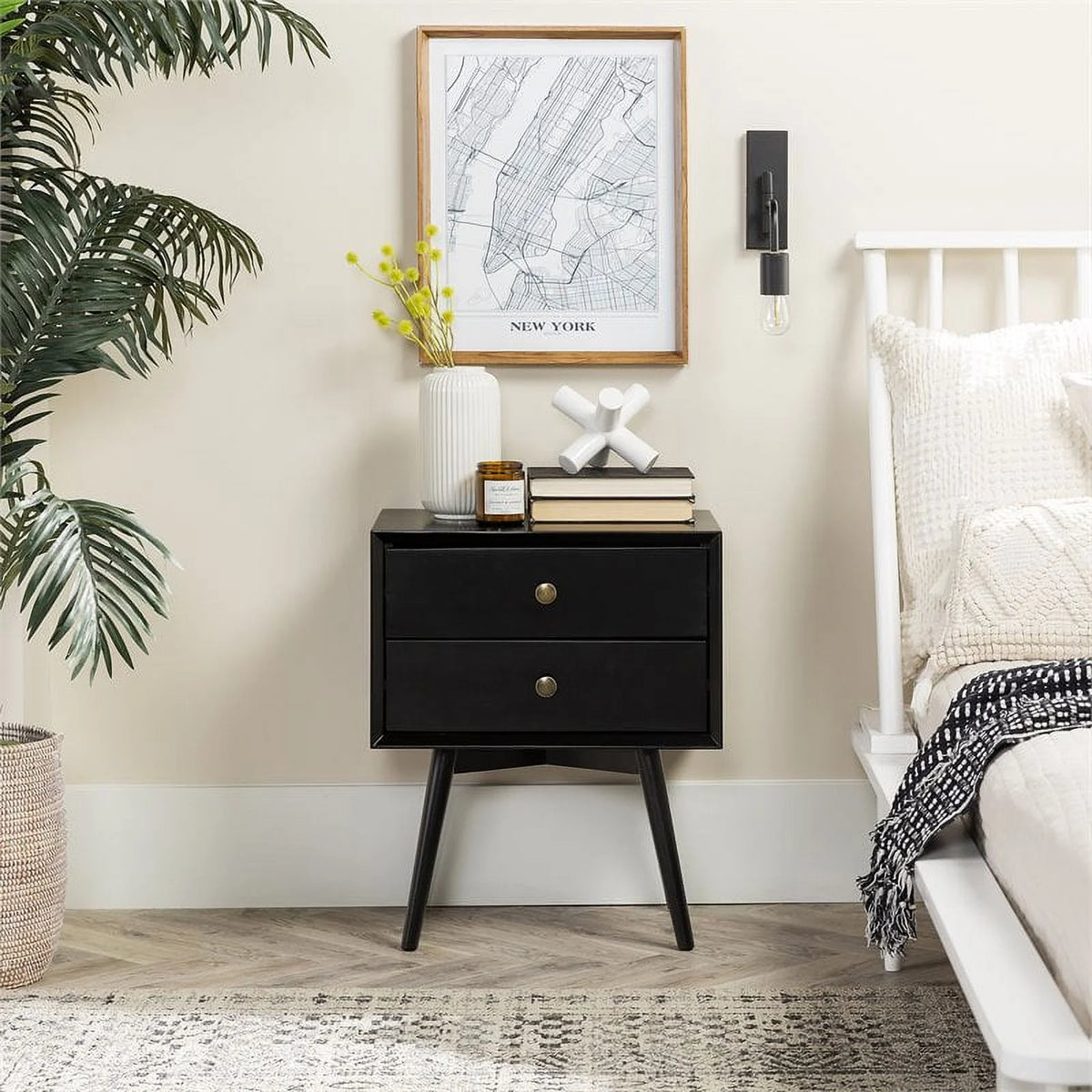 Black 2-Drawer Nightstand A892525