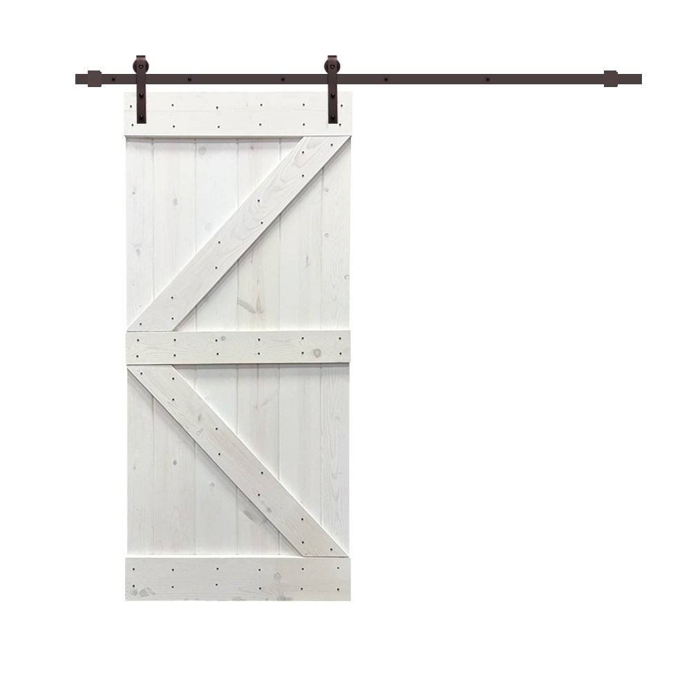 30 in. x 84 in. Ocean Blue Stained Wood Interior Sliding Barn Door with Hardware Kit V668967