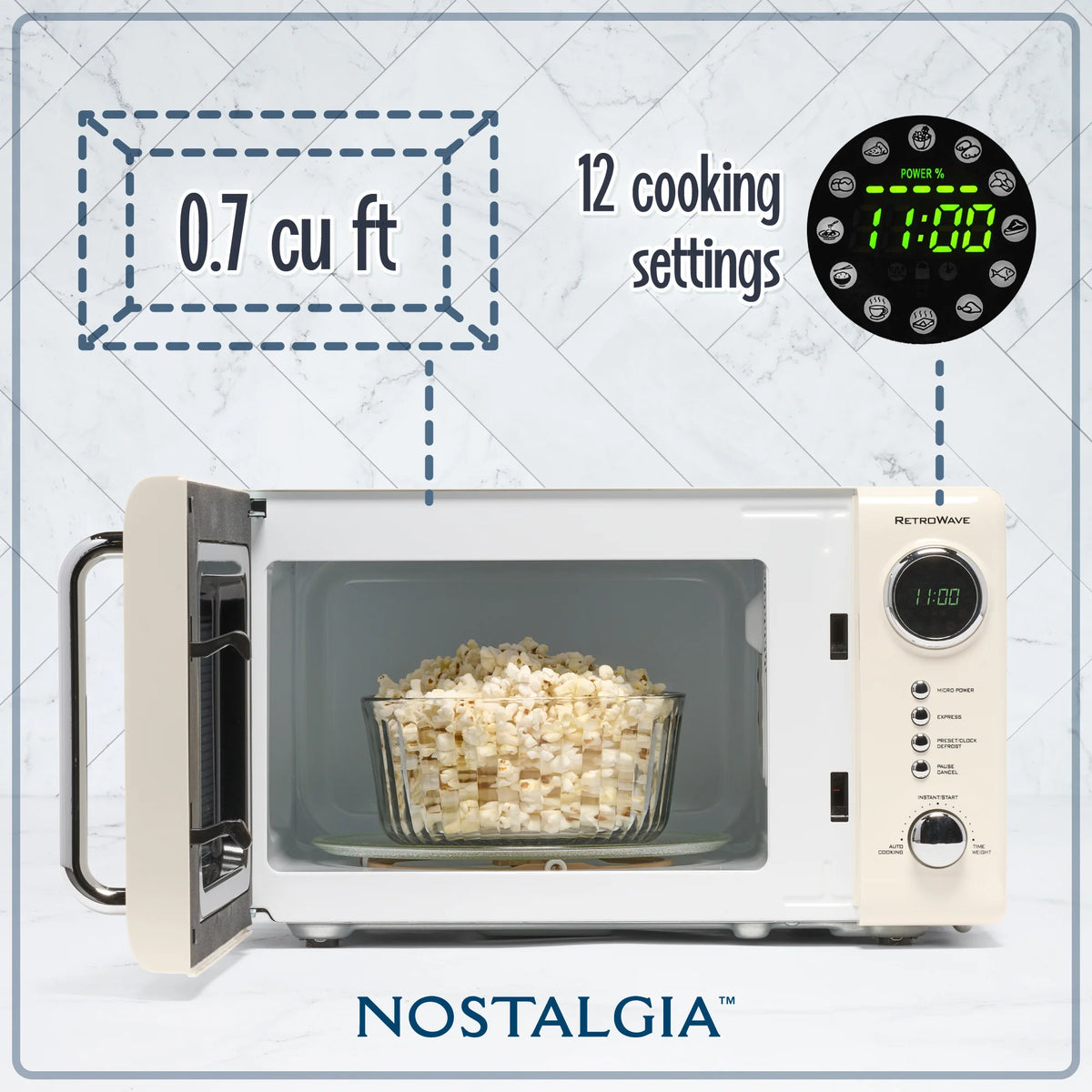 Compact Countertop Microwave Oven 0.7 Cu. Ft. 700-Watts Cream K41346