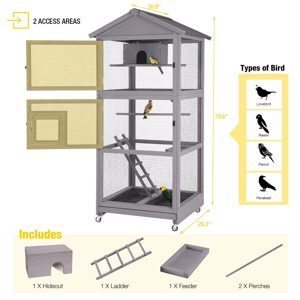 71'' Wooden Birdcage with Stand U4945