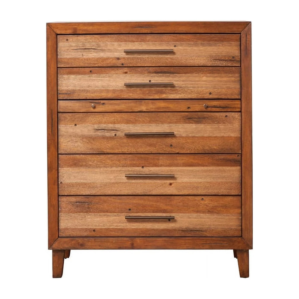 2-Piece Set with Full Headboard & 5 Drawer Chest in Toffee E865454