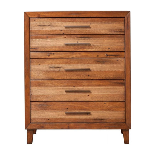 2-Piece Set with Full Headboard & 5 Drawer Chest in Toffee E865454