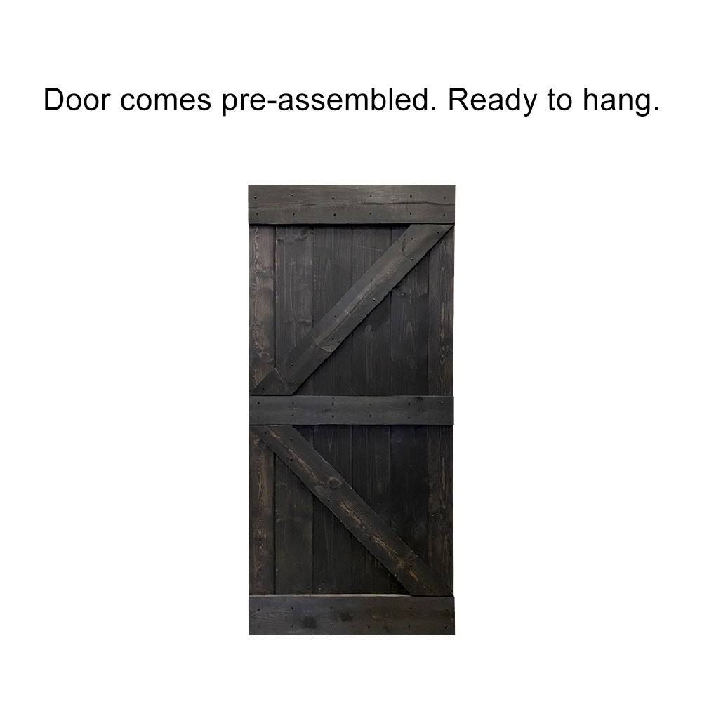 30 in. x 84 in. Ocean Blue Stained Wood Interior Sliding Barn Door with Hardware Kit V668967