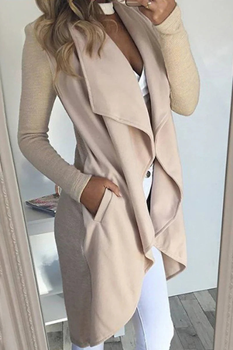Casual Solid Patchwork Turndown Collar Outerwear V947
