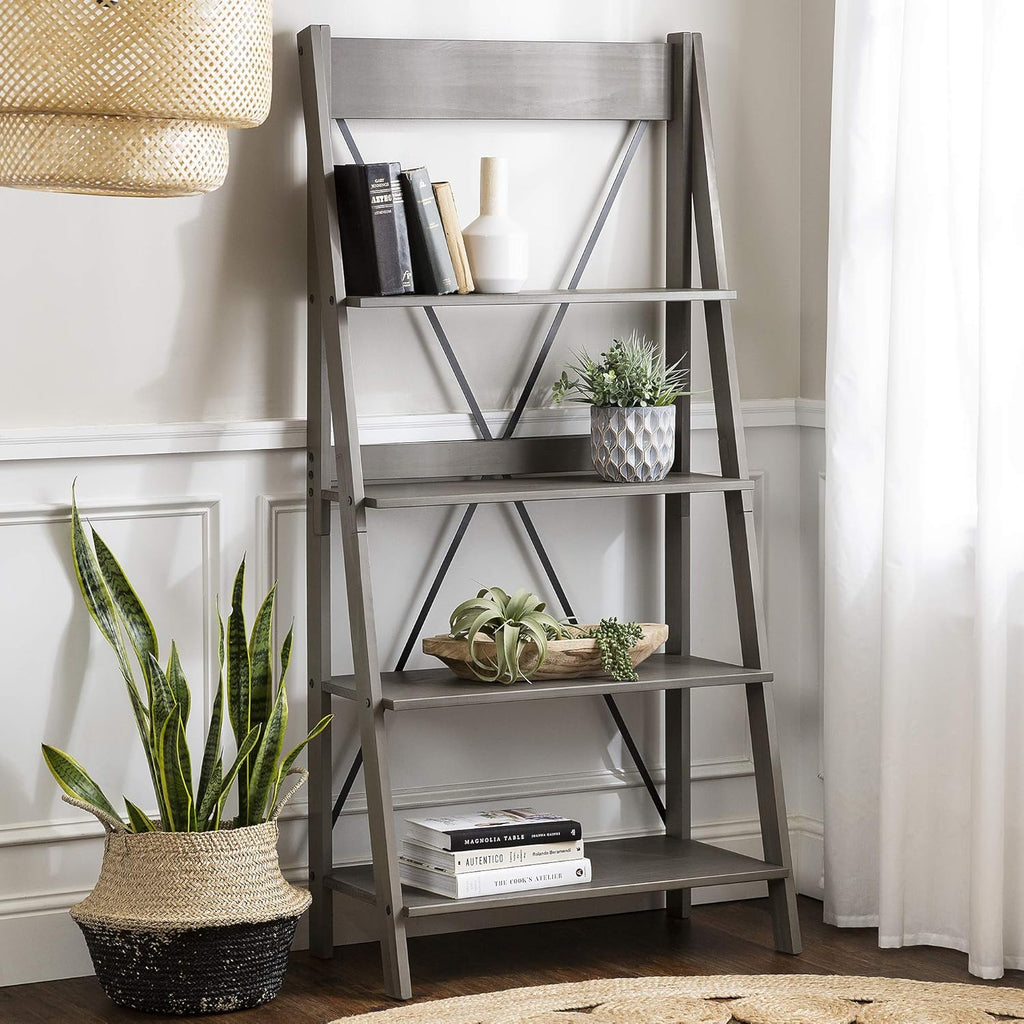 Grey 4 Shelves Wood Bookcase J5832