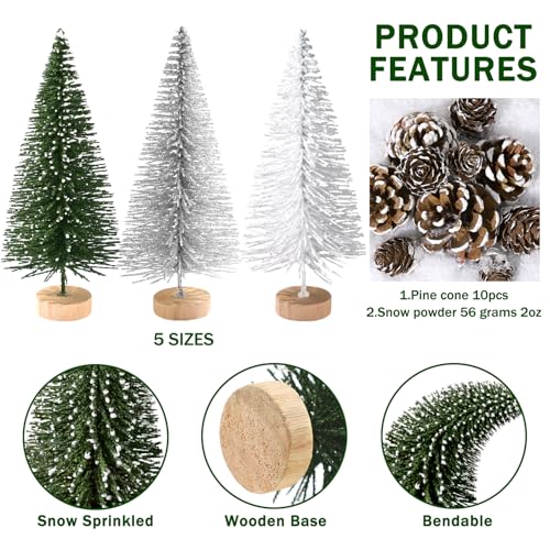 9pcs Mini Artificial Christmas Tree with Wooden Bases Q61700