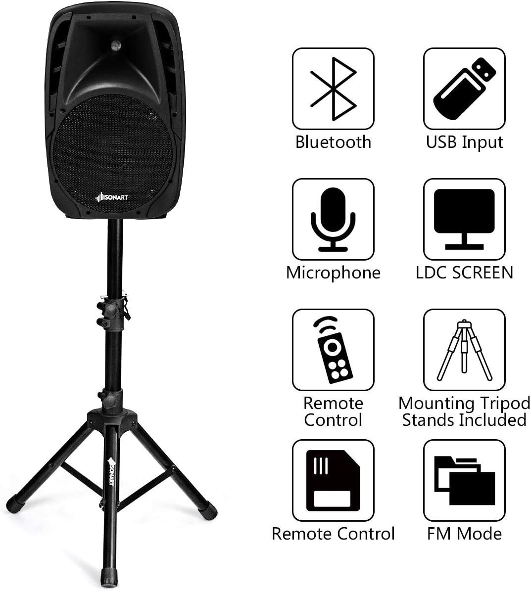 1600W 2-Way Powered PA Speaker System T994