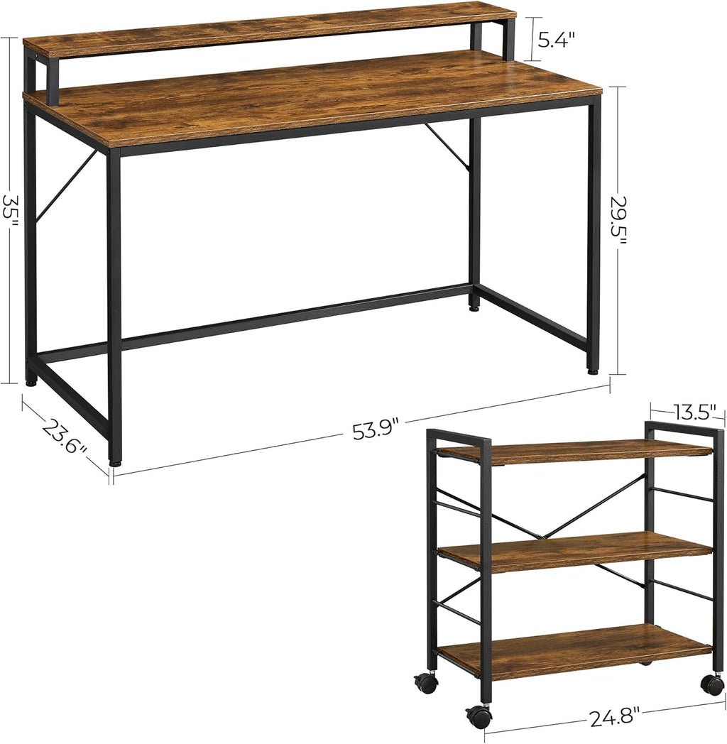 Computer Desk with Monitor Stand and Storage Shelves X766338