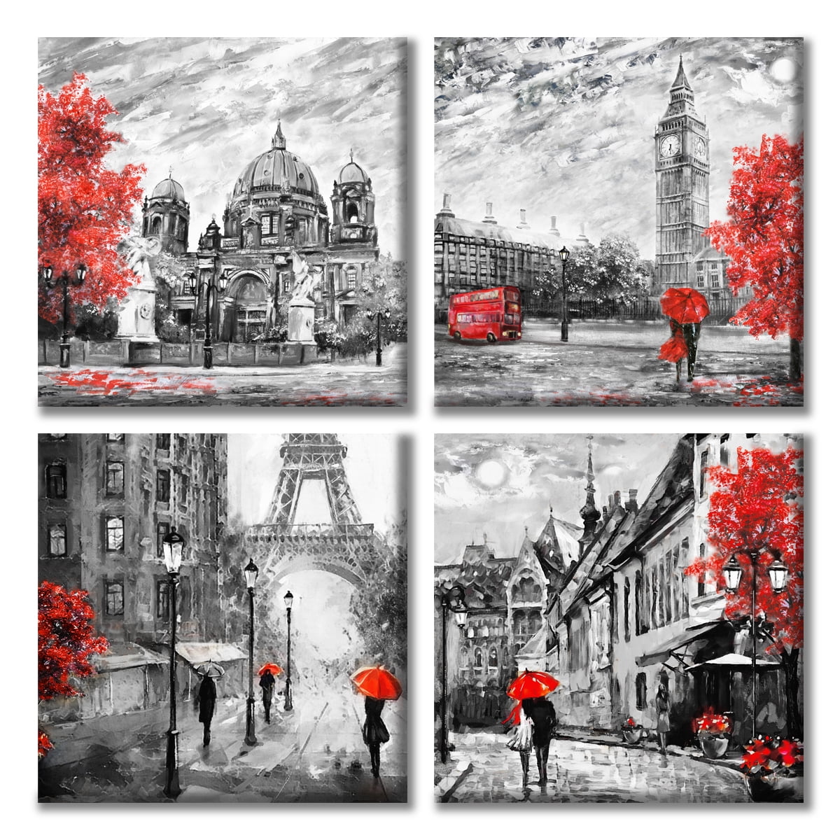 Black White Red Canvas Wall Art V669750