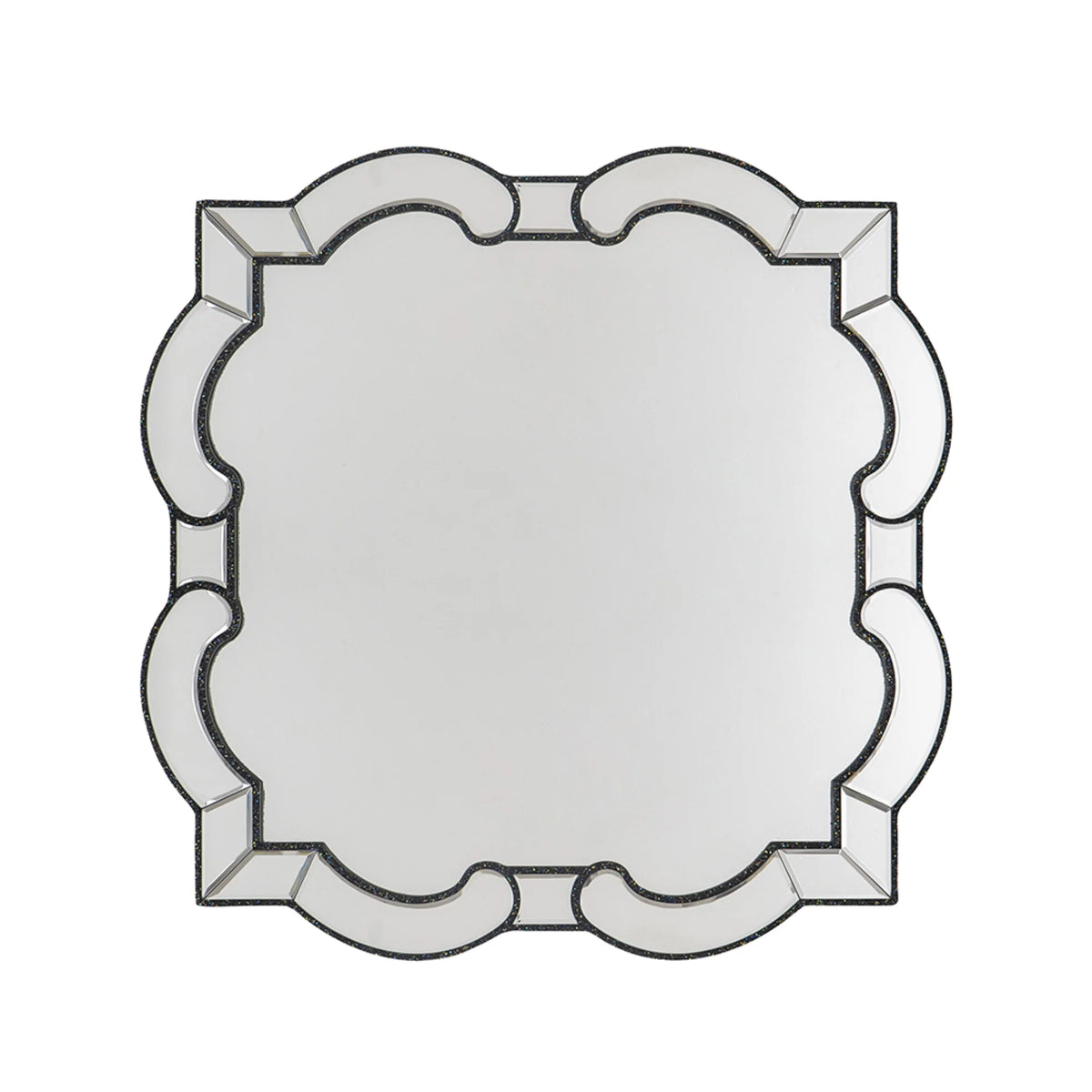 Scalloped Design Wall Mirror 2.5' Clear and Black V469286