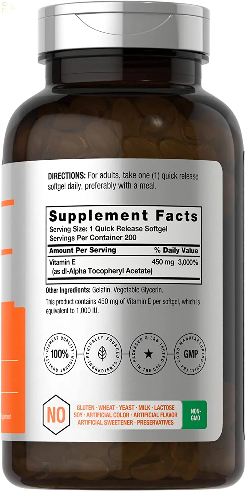 Vitamin E 1000 IU Softgel Capsules 200 Count H25912