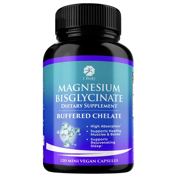 Magnesium Bisglycinate 44 mg Supplement 120 Vegan Capsules L7289