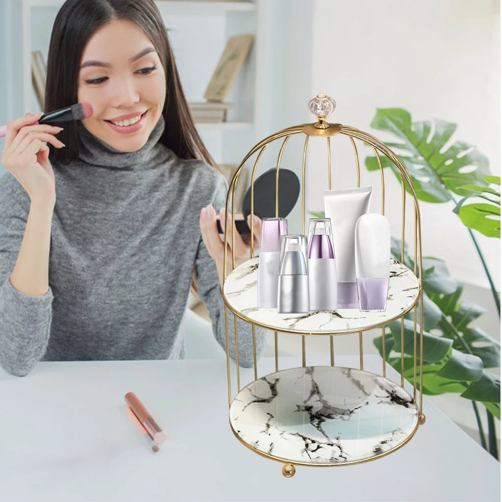 2 Tier Iron Wire Cosmetic Makeup Organizer H44216