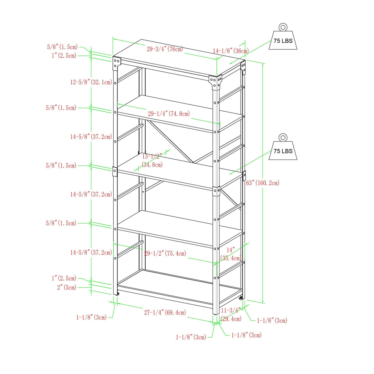 64-inch Driftwood Bookshelf X78247