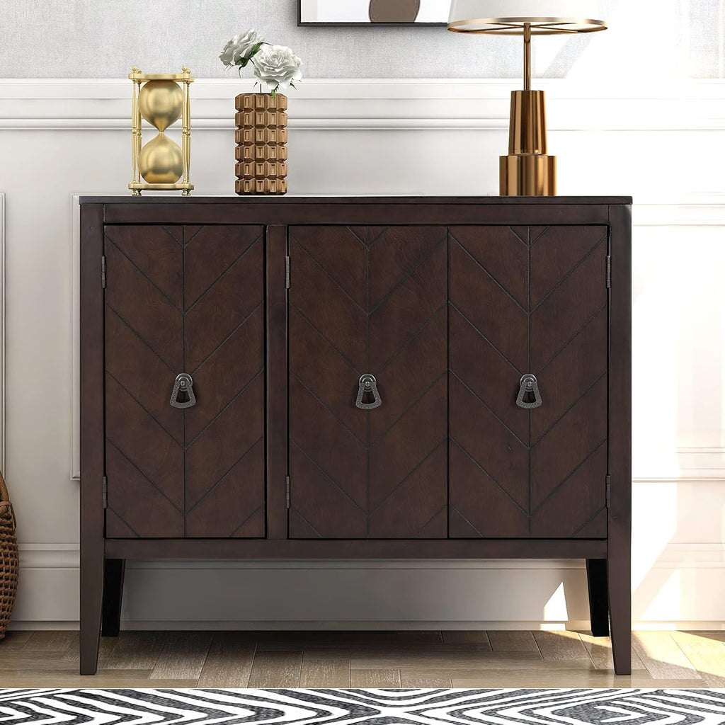 Antique Gray Wooden Storage Cabinet with Adjustable Shelf N498226