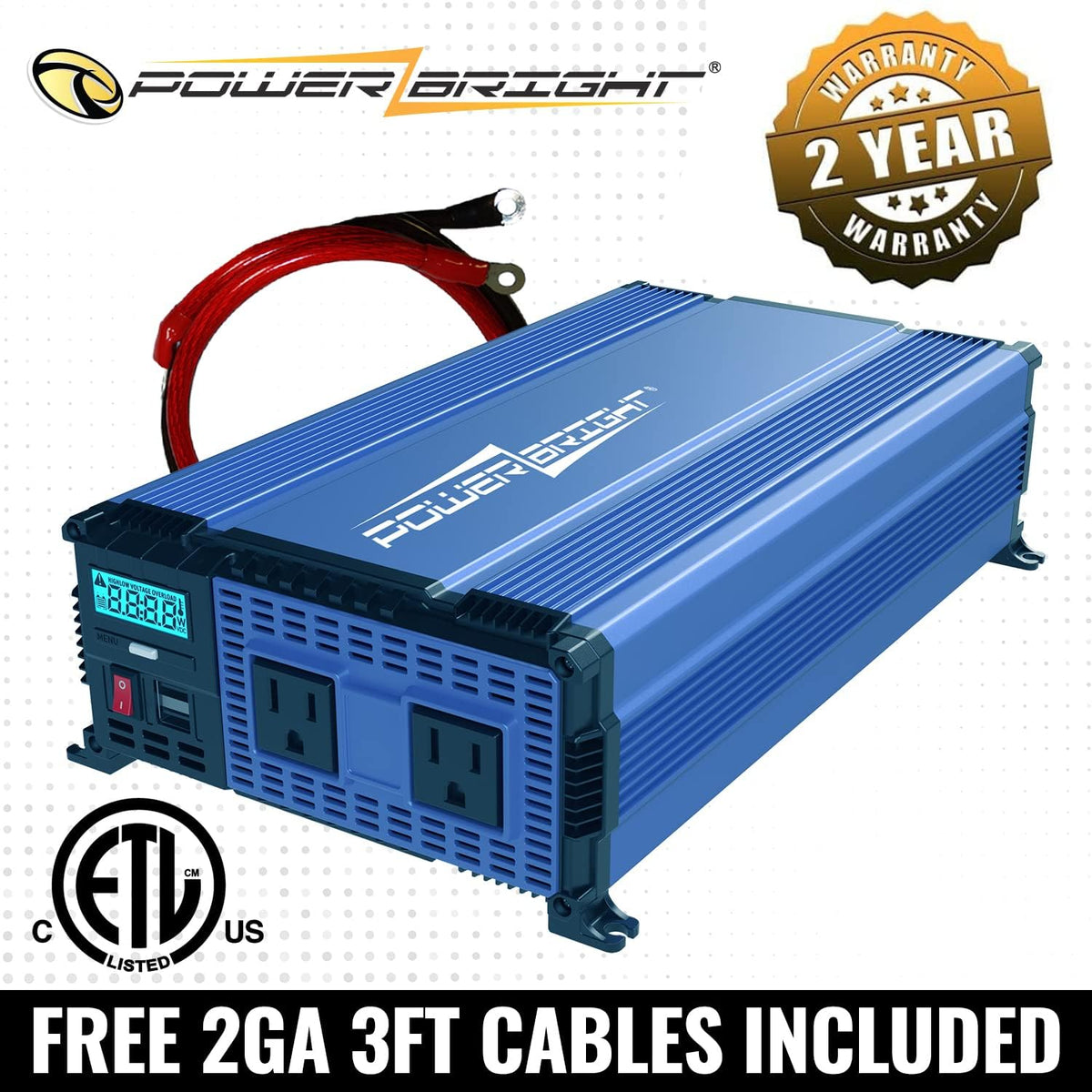 2000 Watt 12V Power Inverter with Dual USB & AC Outlets T92825