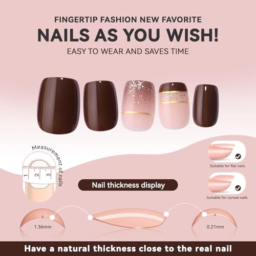 Short Square Press on Nails Set with Stickers U911918