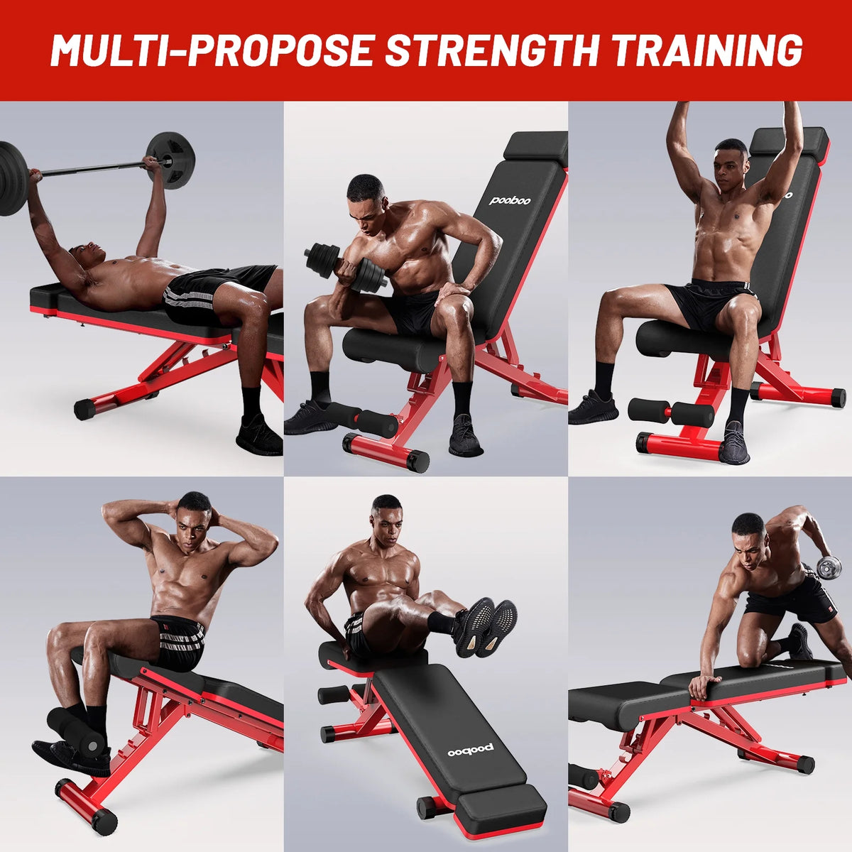 Adjustable Weight Bench with Extended Backrest 660 lbs Capacity V604897