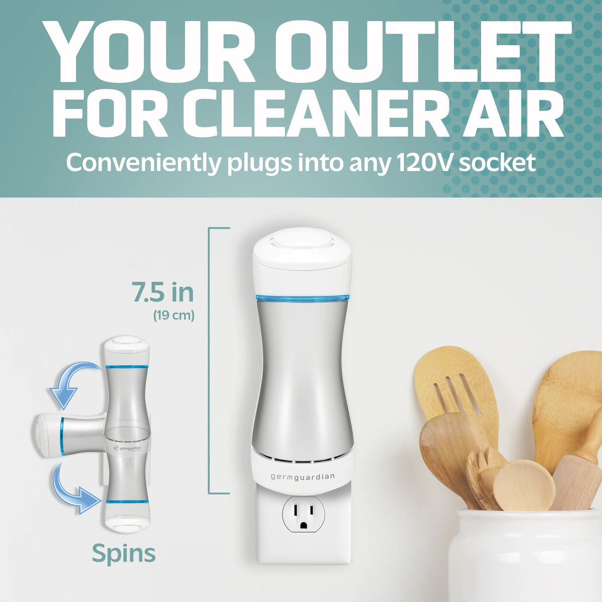 Pluggable Air Purifier with UV Sanitizer and Odor Reducer, White X428880