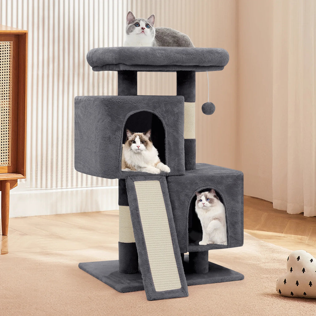34-in Double Level Plush Cat Tree & Condo W636
