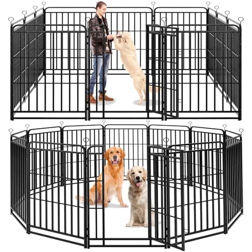 Heavy Duty 12 Panels Dog Playpen 47" Height Snowy Black I1367