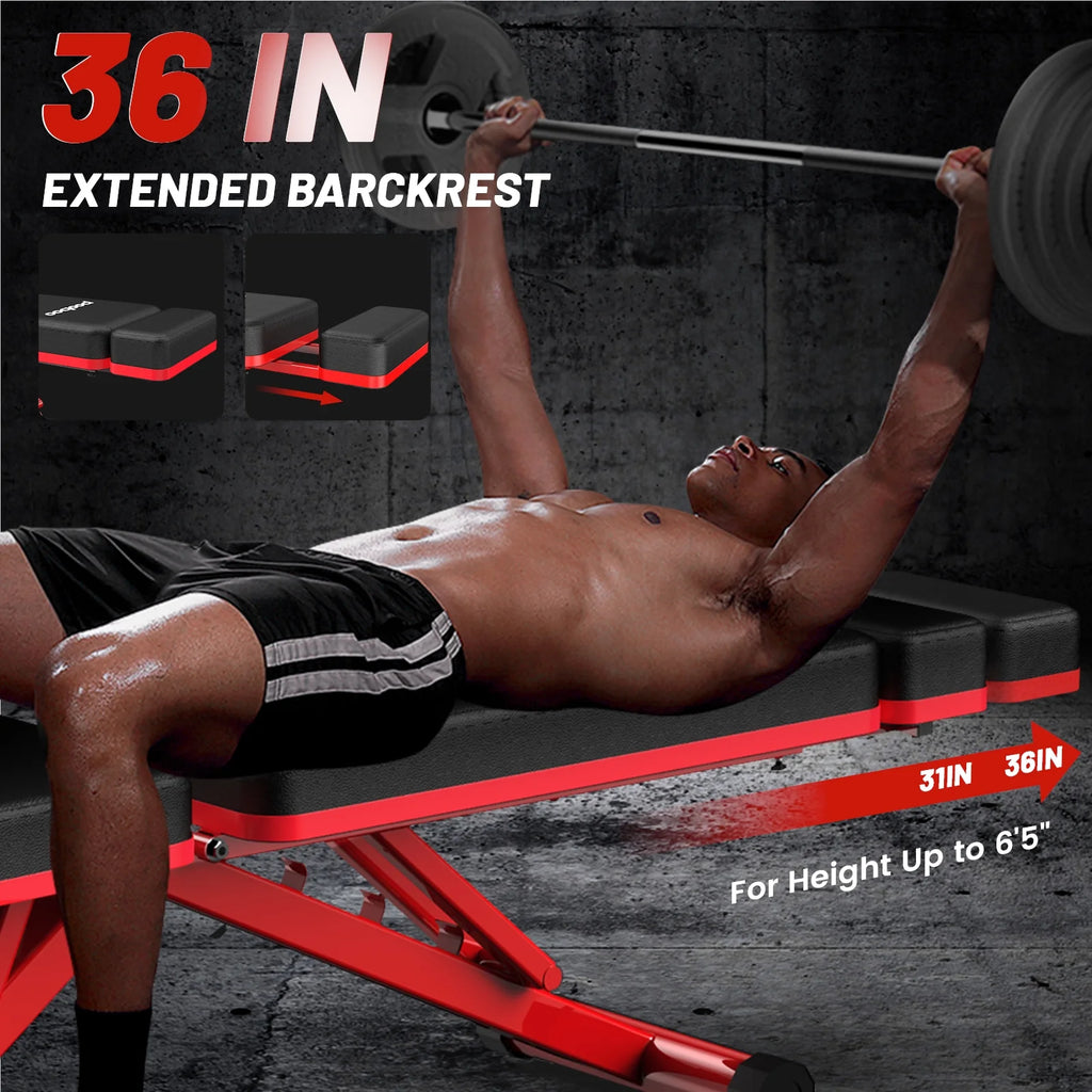 Adjustable Weight Bench with Extended Backrest 660 lbs Capacity V604897