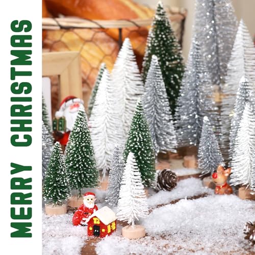 9pcs Mini Artificial Christmas Tree with Wooden Bases Q61700