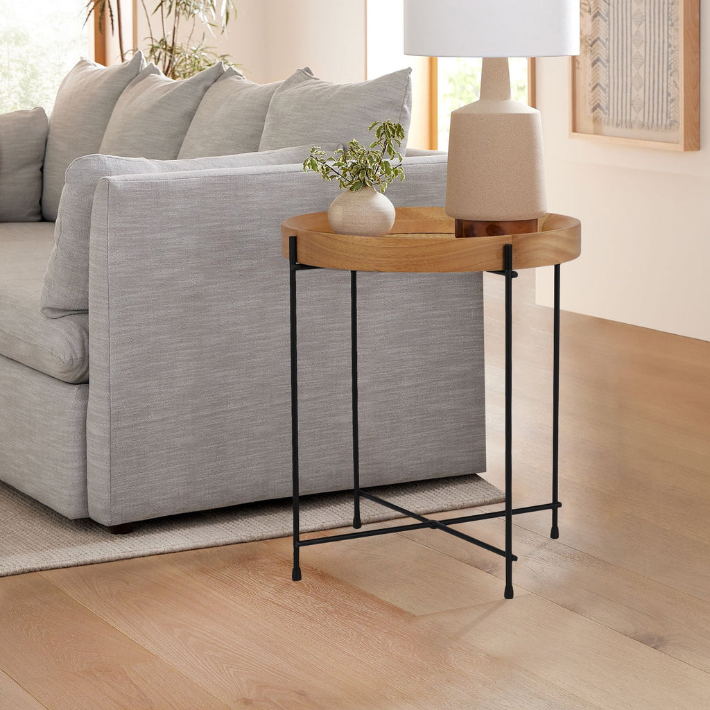 14.2" Round Rattan End Side Table W326613