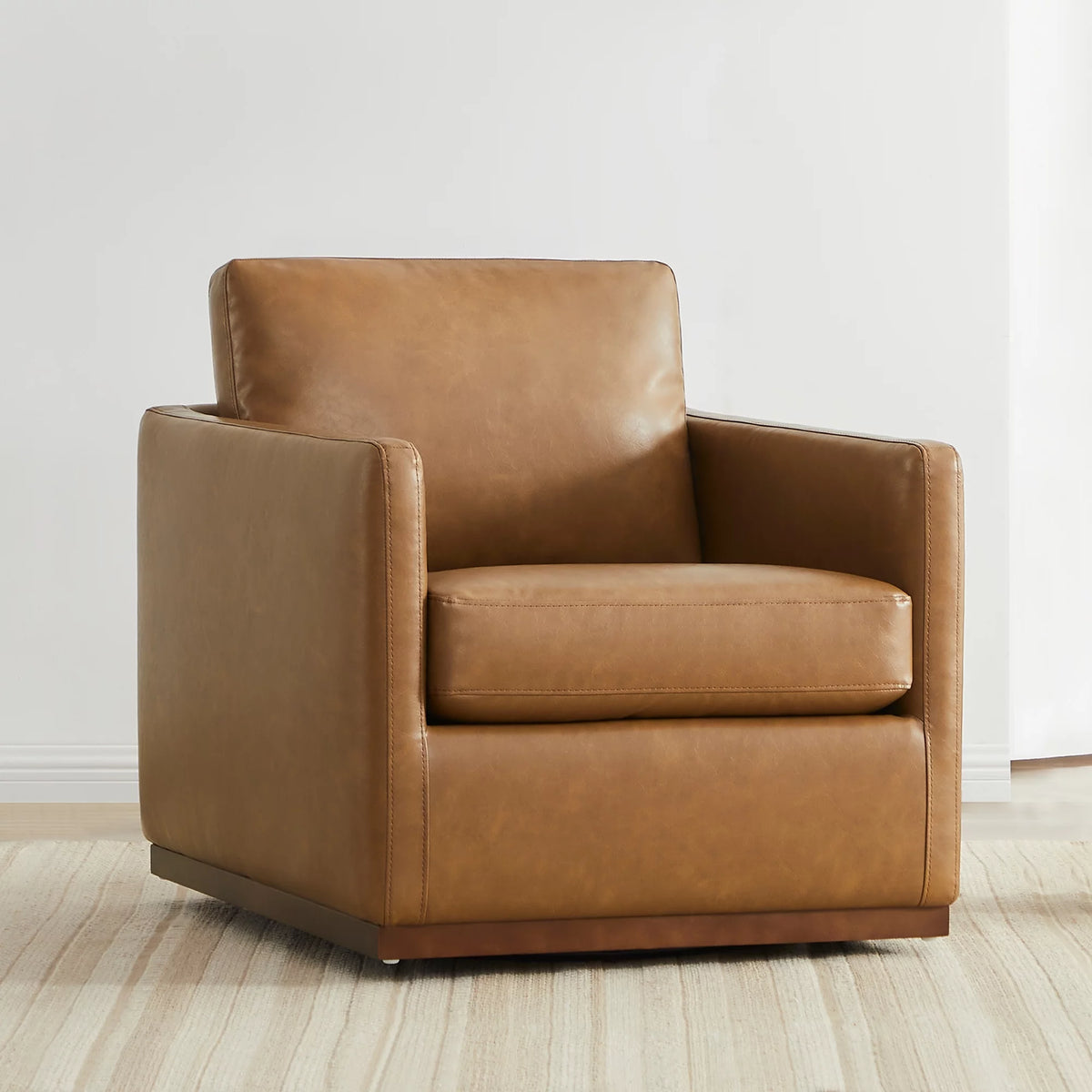Swivel Faux Leather Accent Chair L900