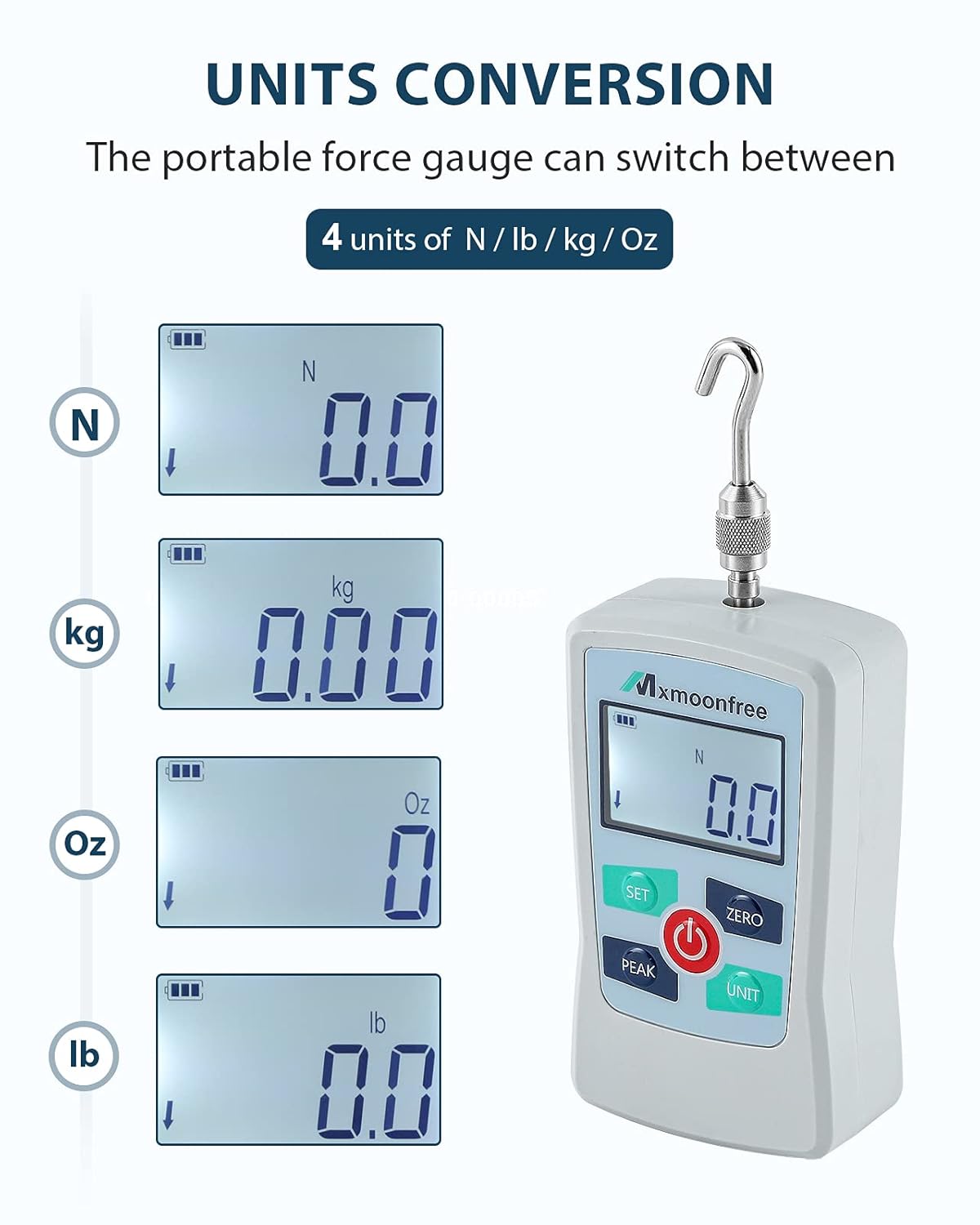 500N Digital Force Gauge Portable Force Meter with Storage Case W237