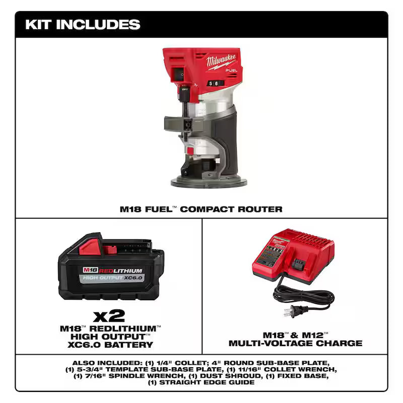 18V Brushless Cordless Compact Router with Battery and Charger V93257