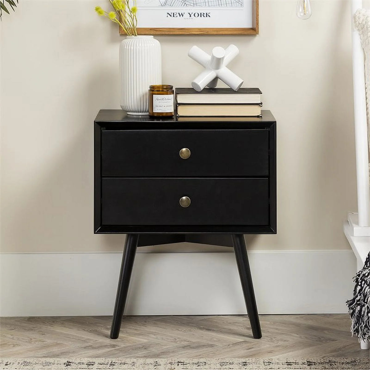 Black 2-Drawer Nightstand A892525