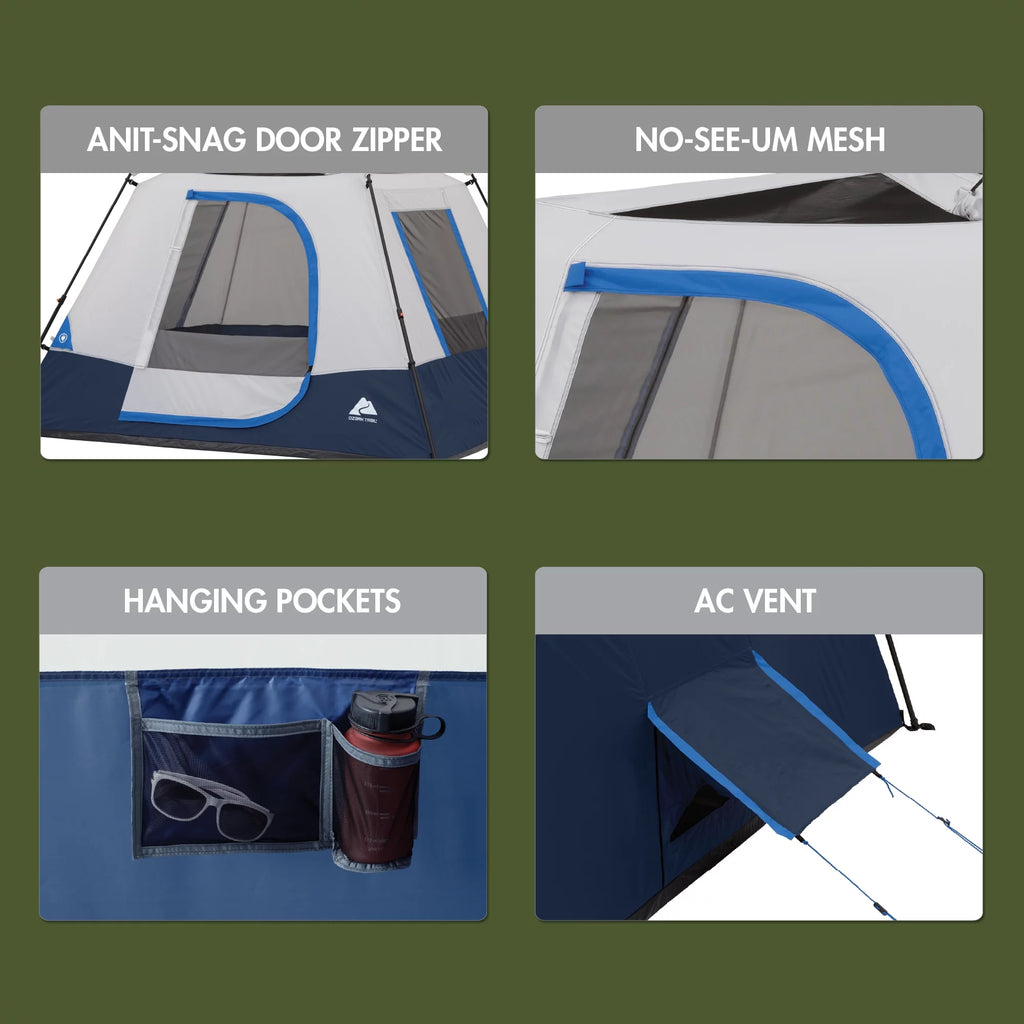 4-Person Instant Cabin Tent with LED Lighted Hub E429526