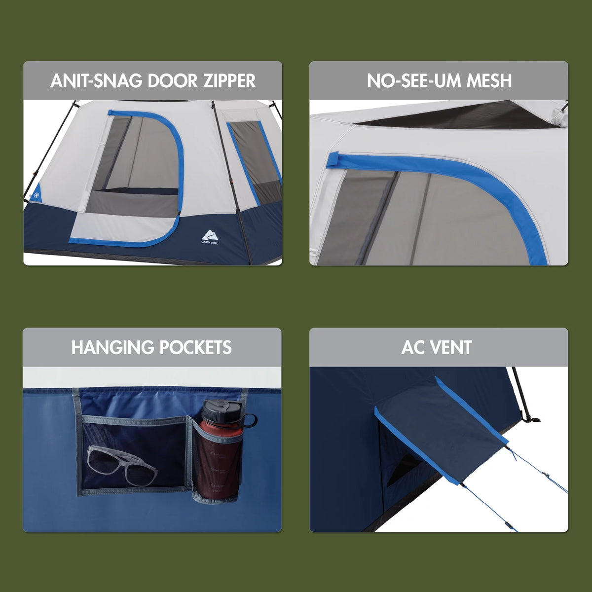 4-Person Instant Cabin Tent with LED Lighted Hub E429526