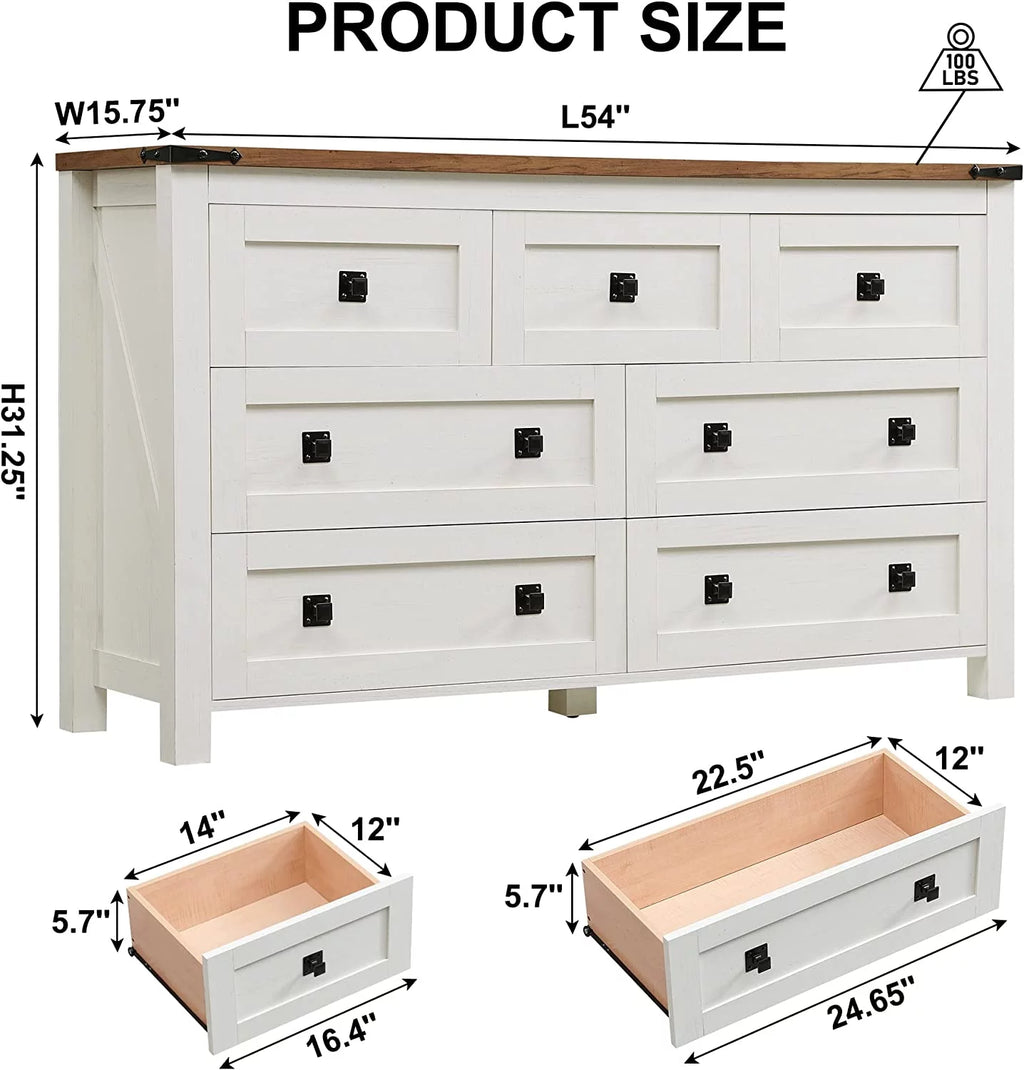 Light Rustic Oak 7 Drawer Dresser Storage Cabinet O288521