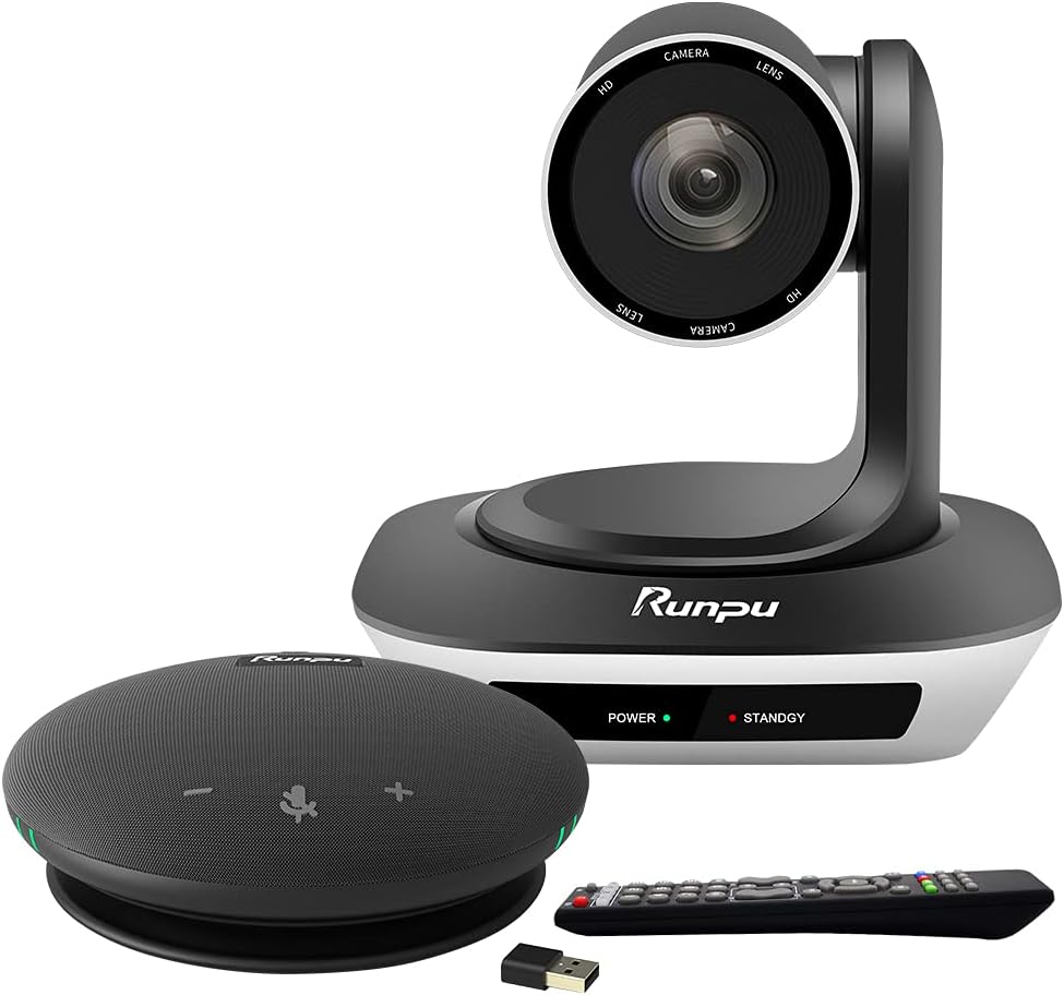 Video Conferencing System Bundle HD1080P PTZ Camera and Wireless Bluetooth USB Microphone and Speaker W37559