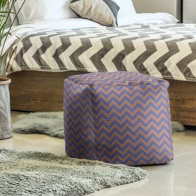 Blue Orange Chevron Pattern Cube Ottoman A801726