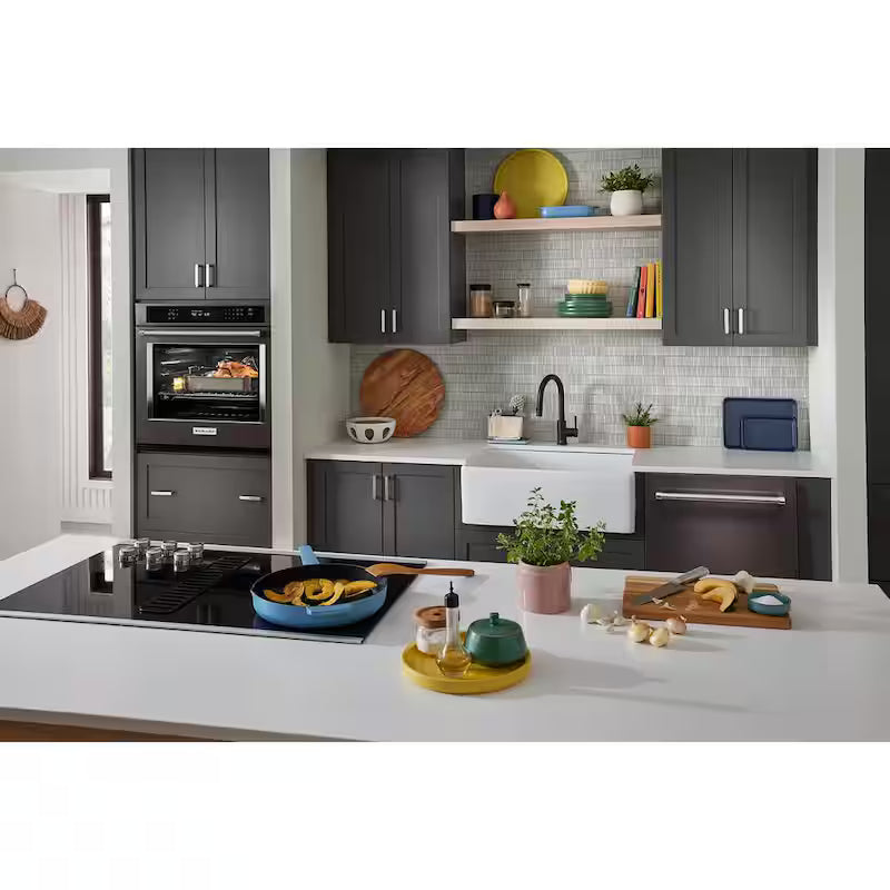 27 in. Single Electric Wall Oven with Convection Self-Cleaning in Black Stainless Steel F262