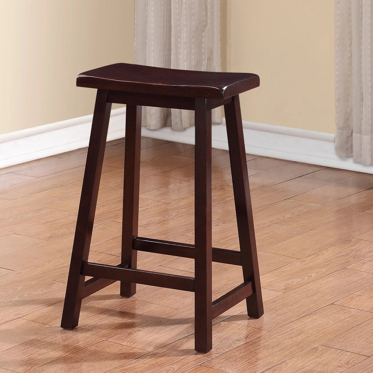 Wood Counter Stool, 24" Seat Height, Dark Brown A783