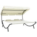 Outdoor Bed with Canopy and Pillows Cream White L349384