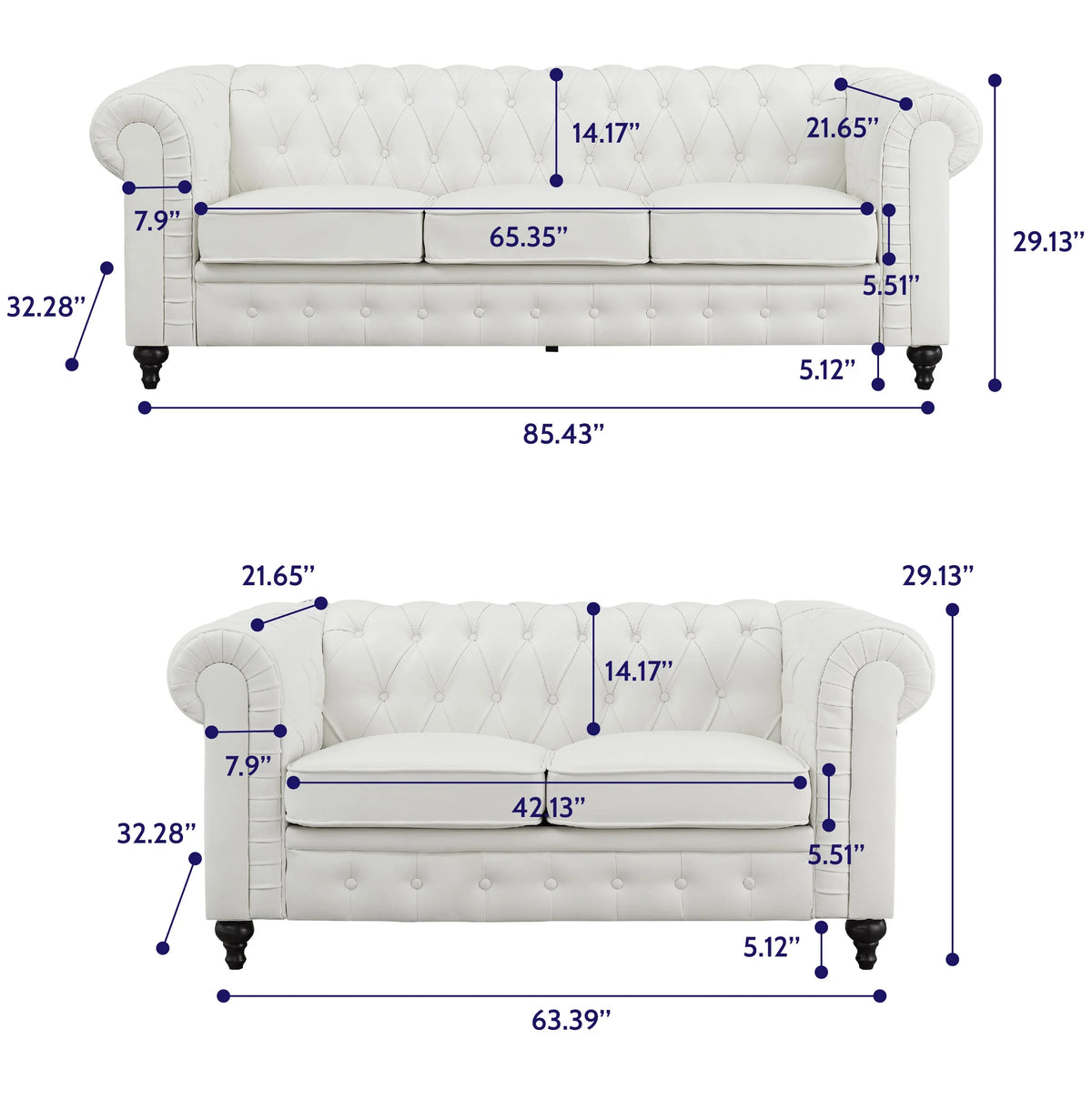 White Tufted Sofa X158975