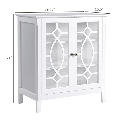 White Glass Door Sideboard Buffet Cabinet with Adjustable Shelves J631